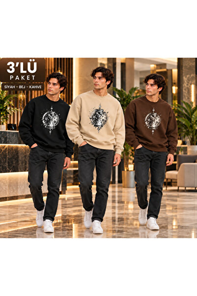 HUMAN LOVE Super 3-Pack Unique Design Men's Sweatshirt