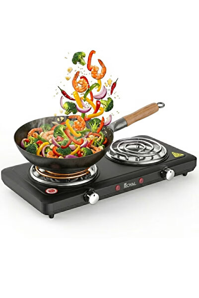 Royal Dual Burner Electric Hot Plate 2000W | Twin Spiral Coil, Independent 5-...