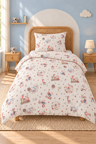 Boreas Home Koala Patterned Single Child Duvet Cover Set with Elastic Sheets,...