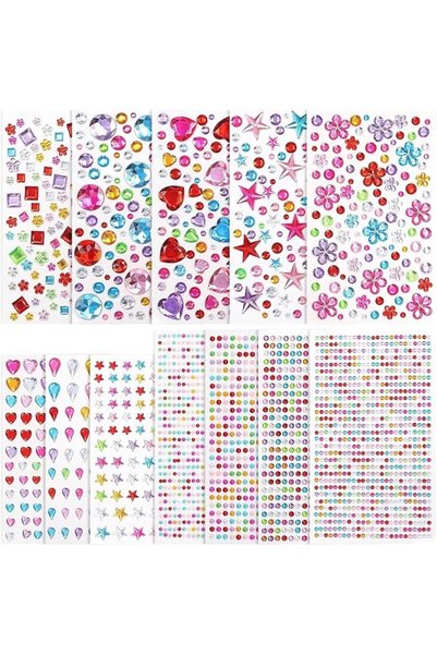 Generic 12 Sheets Self-Adhesive Rhinestone Jewel Stickers, Gem Stickers Jewel...
