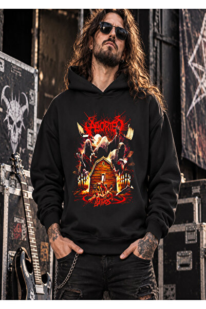 BUTSHIRT ‘Aborted - Bathos‘ Baskılı Unisex Kapüşonlu DAR Kesim Sweatshirt