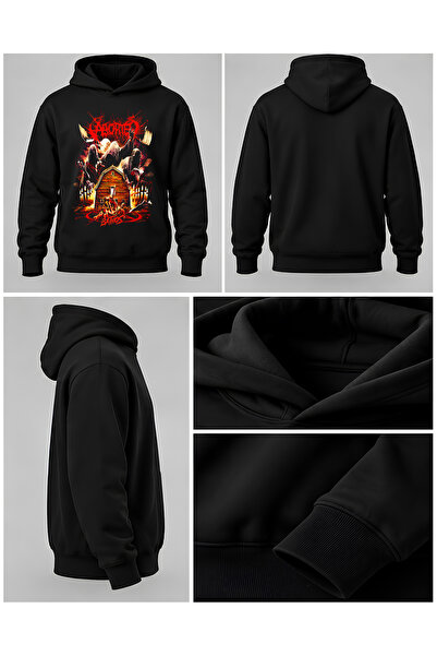 BUTSHIRT ‘Aborted - Bathos‘ Baskılı Unisex Kapüşonlu DAR Kesim Sweatshirt