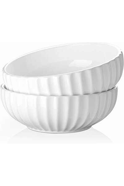 THE WHITE SHOP 2PCS Serving Bowls, 86 oz White Serving Platters, Large Cerami...