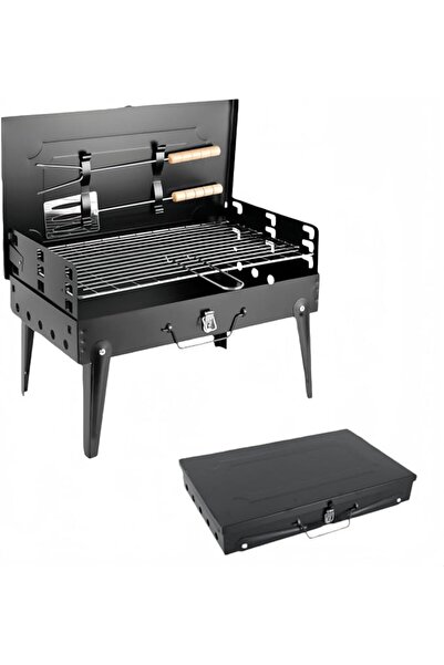 GENERAL Portable Charcoal Grill with Lid & BBQ Accessories - Foldable Barbecu...