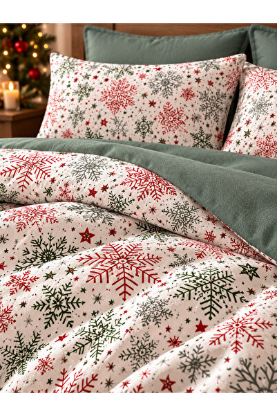 MyStory Home Lastikli Çarşaflı Çift Kişilik Nevresim Takımı WinterChris Green