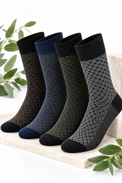 İkonik Socks جوارب طويلة من القطن بنقشة الجاكار للرجال مكونة من 6 قطع