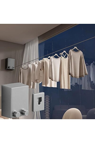 MultiGO Mp Wall Mounted Retractable Clothesline ® , 13.8ft Fabric Rope, Heavy...