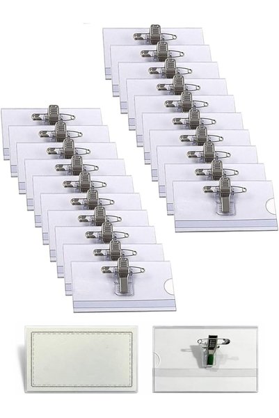 GENERAL Badge Holders, ID Tags Name Badge, Extra Thick Transparent Name Tags ...
