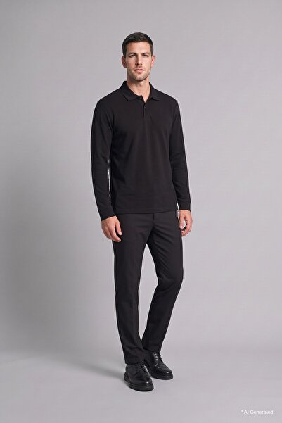 DeFacto Regular Fit Buttoned Polo Collar Basic Sweatshirt I2734Ax26Wn
