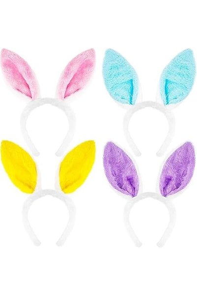 HZYH 4 Pcs Bunny Ear Headbands, Plush Rabbit Ears for Easter Costume Parties