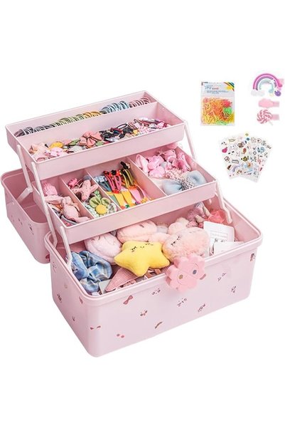 Generic Girl Hairpiece Storage Box Lightweight Waterproof 3-Layer Storage