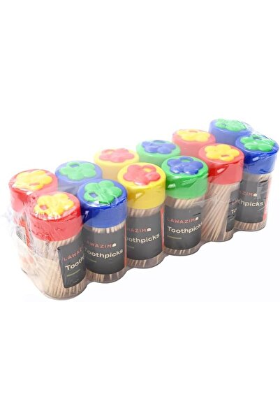 Lawazim Toothpicks - Double-Points Natural Wooden Toothpicks with Clear Plast...