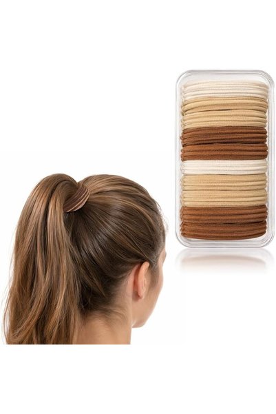 1001DİZAYN 10-Pack Khaki High Elastic Hair Ties, No Damage Ponytail Holders w...