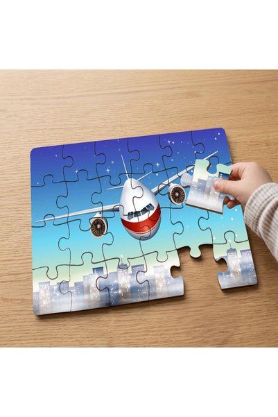 puntodizayn لغز خشبي للأطفال مكون من 24 قطعة بتصميم طائرة في السماء MPK0077