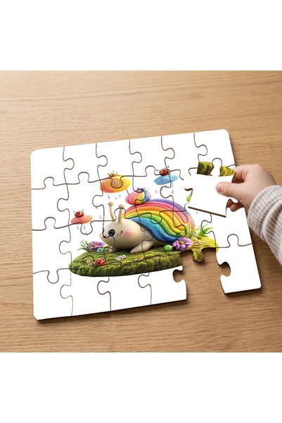 puntodizayn لغز خشبي للأطفال مكون من 24 قطعة بتصميم حلزون قوس قزح MPK0061