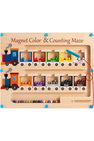 Yelajoy Magnetic Color & Number Maze – Wooden Montessori Fine Motor Skills To...