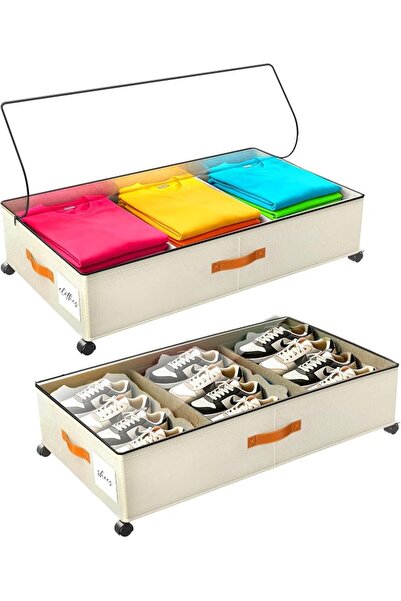 GENERAL Under Bed Storage with Wheels, Rolling Storage Containers with Clear ...