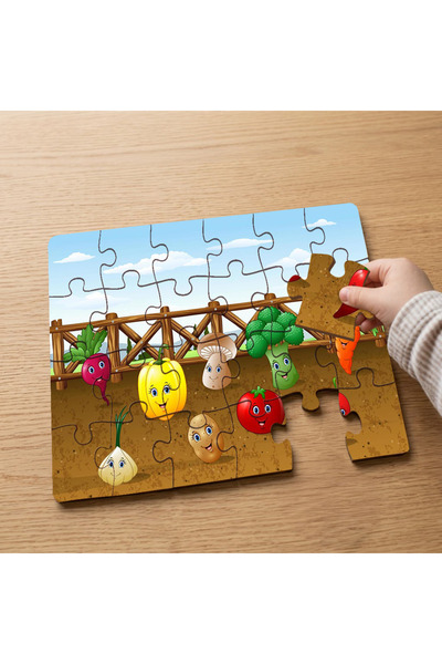 puntodizayn 24 Piece Wooden Children's Puzzle with Cute Vegetables Design in ...
