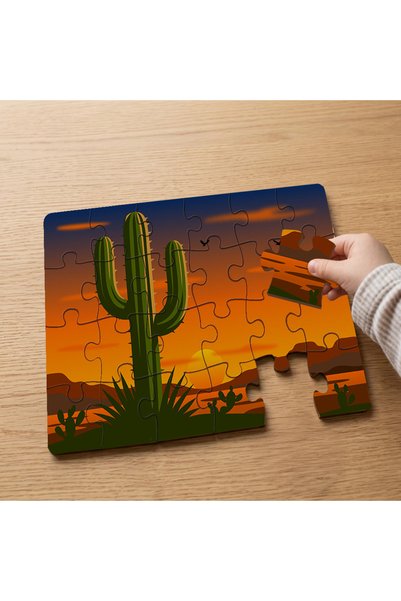 puntodizayn لغز خشبي للأطفال مكون من 24 قطعة بتصميم صبار عملاق MPK1130