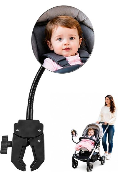 GENERAL Stroller Rearview Mirror Allows you to see your baby's face while pus...