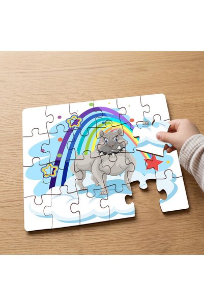 puntodizayn 24 Piece Wooden Children's Puzzle with Rainbow and Angry Big Dog ...