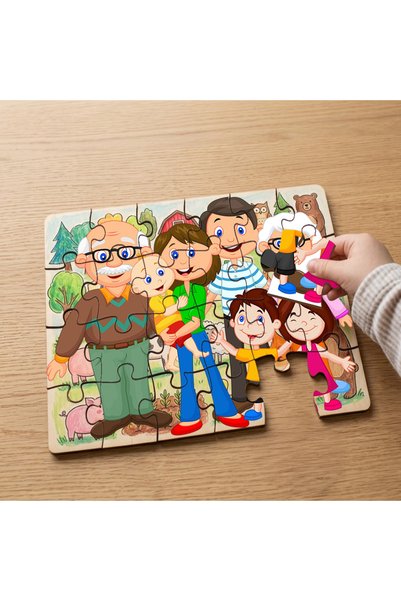 puntodizayn Happy Large Family Designed 24 Piece Wooden Children's Puzzle Mpk...