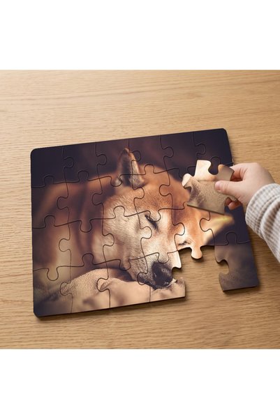 puntodizayn لغز خشبي للأطفال مكون من 24 قطعة بتصميم كلب لطيف نائم MPK0438