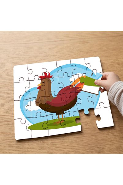 puntodizayn 24 Piece Wooden Children's Puzzle with Cute Animal Rooster Design...