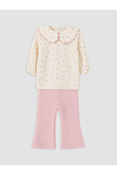 LC Waikiki Alita City Farkıyla Lcw Baby Ecru Floral Baby Girl Blouse and Ribb...