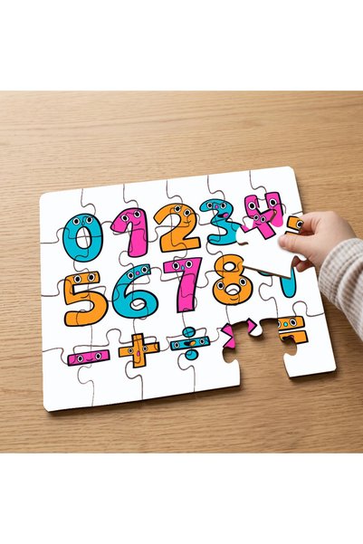 puntodizayn لغز خشبي للأطفال مكون من 24 قطعة بتصميم أرقام ملونة MPK0702