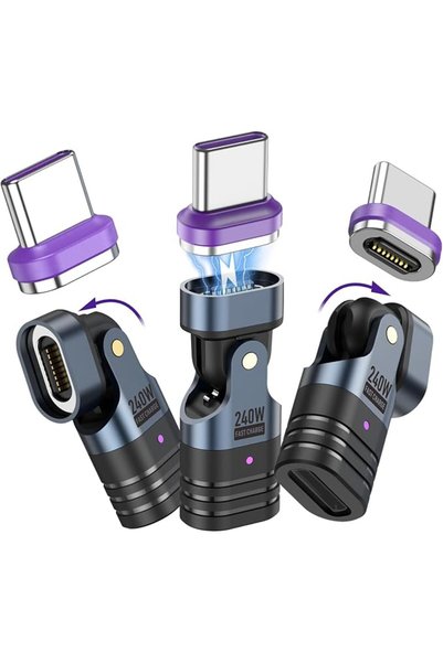 KASTWAVE محول USB-C مغناطيسي 240 واط (عبوة واحدة)، موصل من النوع C ذو 16 سنًا...