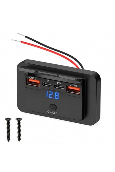 TERRIFI منفذ USB بقوة 12 فولت للتثبيت على الحائط، إجمالي طاقة 96 واط مع منفذي...