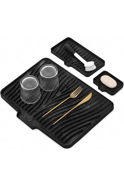 Generic 3 Pcs Silicone Dish Drying Mat Set, Non-Slip Kitchen Sink Draining Ma...