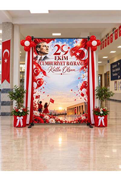 Rabadon 29 Ekim Cumhuriyet Bayramı Fotoğraf Panosu Branda 100x150 cm Okul Etk...