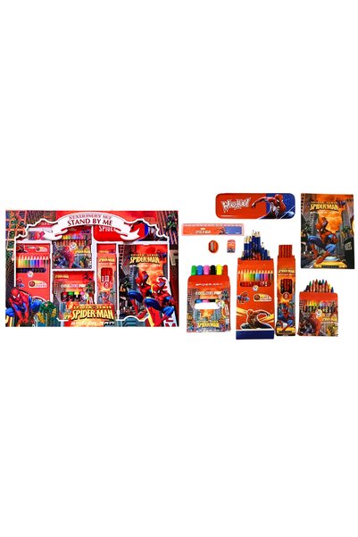 Generic Spiderman Kids Stationery Set with Color Pencils, Pencils, Ruler, Sha...