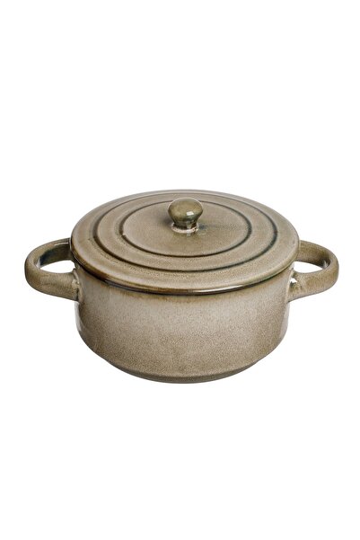 OEM Bol Ceramic Kaki Verde Glaze cu Capac 700ml – servire practică pentru mes...