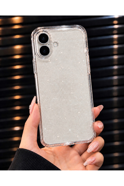 HYPERSOFT iPhone 16 (6.1 Inch) Compatible Super Slim Silvery Shiny Glittering Hard Glossy and Non-Yellowing Thin Transparent Mica Case