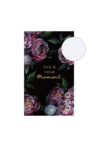 OEM Carnet A5 Negru Floral cu mesajul "Acesta este momentul tău" - 80 de file