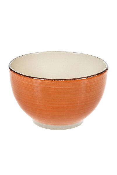 OEM Bol Ceramic Portocaliu bej cu Dungi Orizontale și Margine maro 850ml – se...