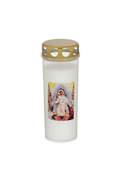 OEM Lumânare albă cu Model Religios și Capac Ø8x16cm – lumină decorativă pent...