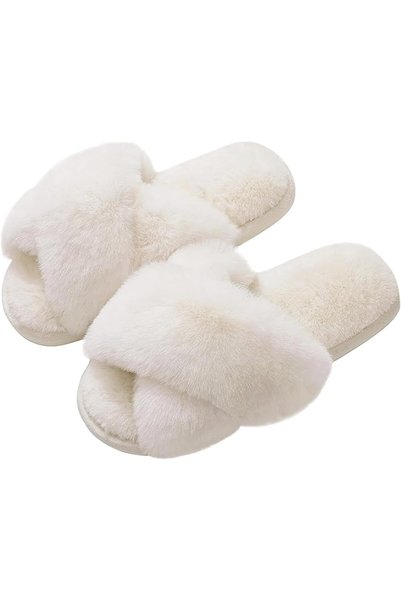 LIWEGHT Slippers Women Men Couple Slippers Memory Foam Fluffy Fuzzy Plush Hou...