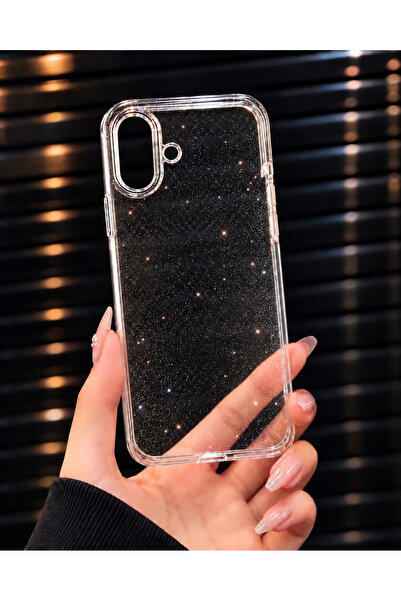 HYPERSOFT iPhone 16 Plus (6.7 Inch) Compatible Super Slim Silvery Shiny Glittering Hard Glossy and Non-Yellowing Thin Transparent Mica Case