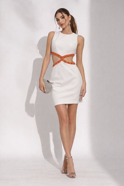 Bellissima Ivory Horizon Cutout Dress