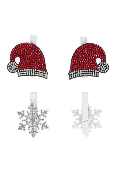 DD SHOP Clestisori din Lemn Decorativi de Craciun Caciula Fulg cu Strass Rosu...