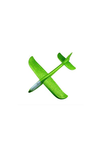 OEM Avion planor din polistiren in punga, lungime 47 cm, Verde, cu lumini pe ...