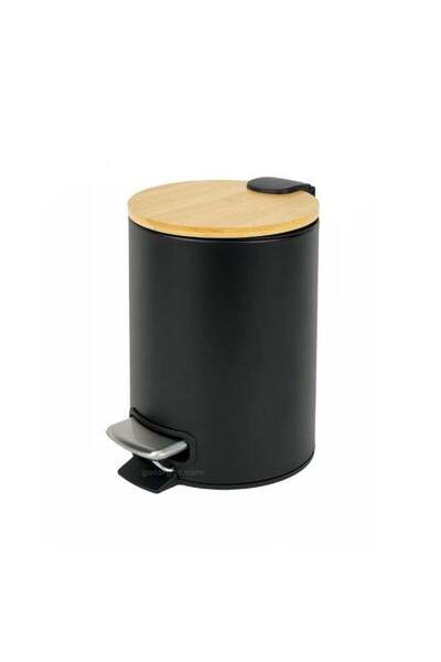 EK BINS Pedal Bin with Bamboo Top and Soft Close Lid Matte Body with Metal Pe...