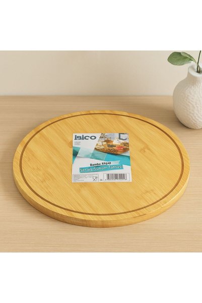 Ethab Ticaret Glb-Stl41414 Round 29.7 cm Bamboo Rotating Presentation Tray (3...