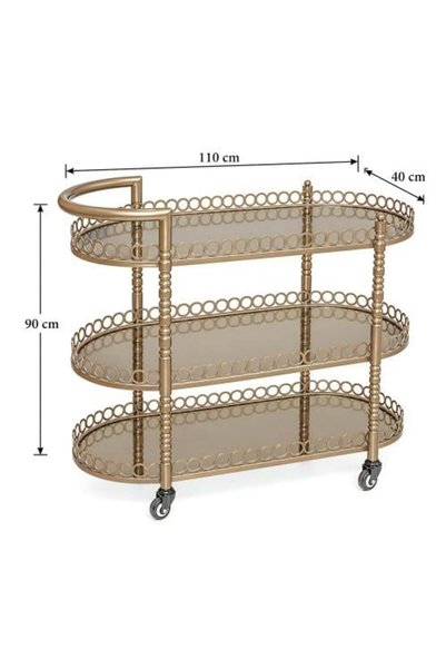 Telal Classic Design 3-Tier Serving and Hospitality Cart