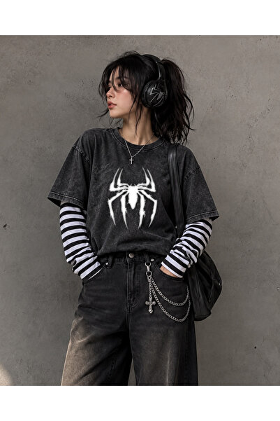 Toum Tricou oversize vintage, unisex, lavabil, cu mâneci false și imprimeu Go...