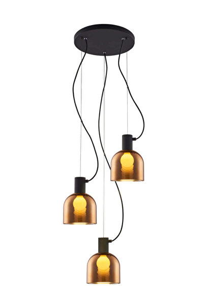 Klausen Candelabru Fire KL113009, 3xE27, negru+cupru, IP20,